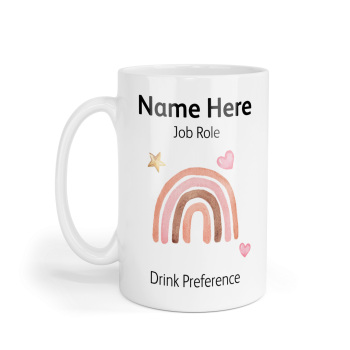 Personalised Ceramic Mug - Pink Pastel Rainbow