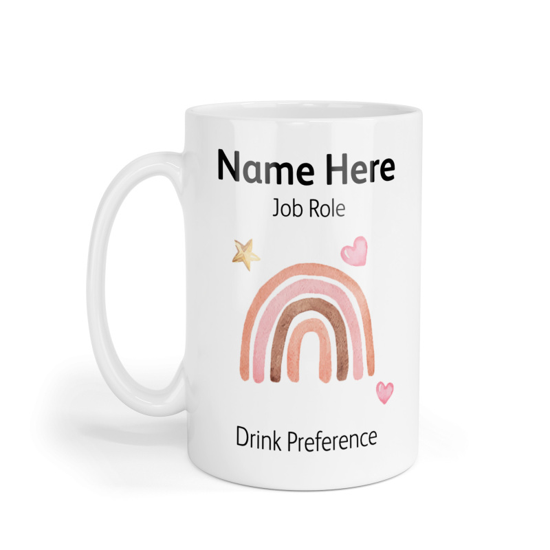 Personalised Ceramic Mug - Pink Pastel Rainbow