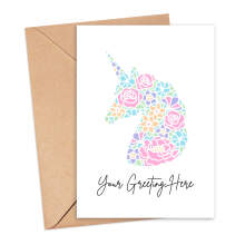 Personalised Custom Message Card - Papercut Unicorn - Small (Approx. A6) - Standard Smooth Card