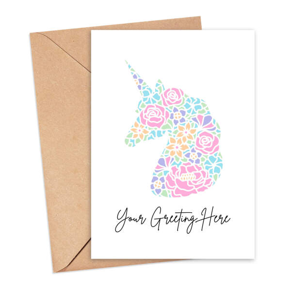 Personalised Custom Message Card - Papercut Unicorn - Small (A6)