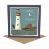 Happy birthday lighthouse - coastal lighthouse themed birthday card - designed by Seth Draper - 15cm square & blank inside, made in the UK