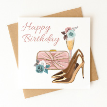 Birthday Card - Happy Birthday Gold Heels - Standard Smooth Card