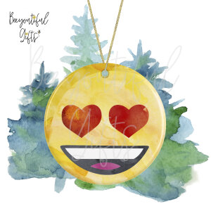 Watercolour Emoji Ceramic Christmas Tree Decoration