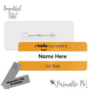 Name Badge - Coloured Duo Band Hello My Name is... - Orange