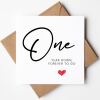 First Anniversary Card, 'One Year Down, Forever to Go' - Paper Anniversary Gift - Anniversary Gift for Husband / Wife  1st Anniversary Card