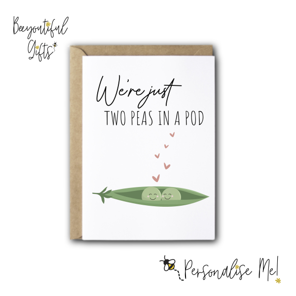 Valentines Card - We're Just Two Peas In A Pod - Small (A6)