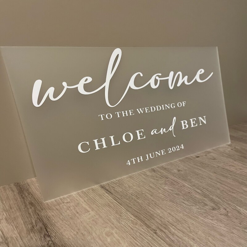 Wedding Welcome Sign / A2 Acrylic Sign / Personalised Sign / Acrylic Welcome Board / Welcome To The Wedding / - A3 CLEAR - Black