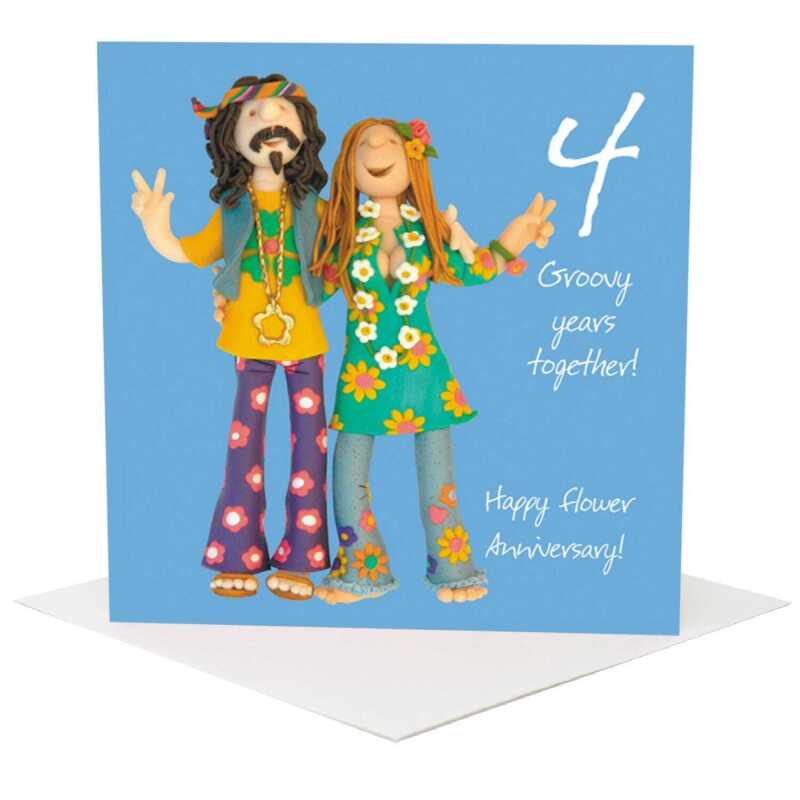 4th wedding anniversary card (flowers anniversary card) - designed by Erica Sturla - 15cm square and blank inside, made in the UK
