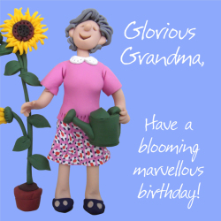 Holy Mackerel glorious grandma birthday card for a grandmother - designed by artist Erica Sturla - 15cm square and blank inside for your message - made in the UK