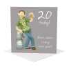 20th birthday card for him - designed by Erica Sturla - 15cm square and blank inside, made in the UK