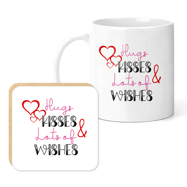 Mug & Coaster Set - Hugs, Kisses & Lots of Wishes