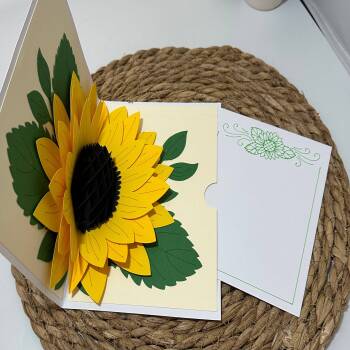 Cheerful Sunflower Greeting: 3D Pop Up Card Handmade with Love