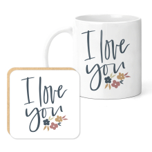 Mug & Coaster Set - Floral I Love You