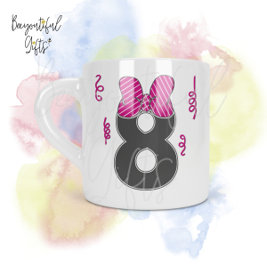 Personalised Bow with Streamers 8th Birthday Number Smug Mug® (6oz)