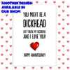 funny rude anniversary valentine's card, rude husband card, rude wife card, I often gaze you and think to myself what c*nt dickhead knobhead - CUNT