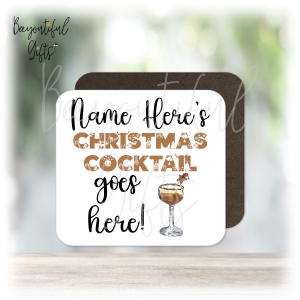 Personalised Colourful Christmas Cocktail Wooden Coaster - 6