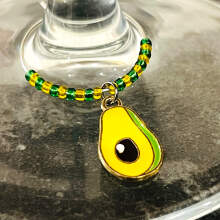 Handmade Wine Glass Charm - Enamel Avocado