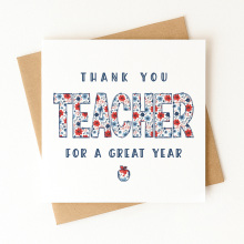 Thank You Teacher Card - Thank You For A Great Year - Standard Smooth Card