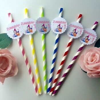 Ms Rachel cake topper, Personalised Ms Rachel Birthday Party Straws, ANY AGE Birthday Straws