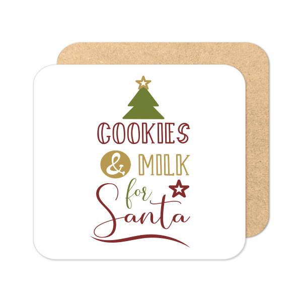 Christmas Coaster - Cookies & Milk for Santa - Standard Wooden Coaster
