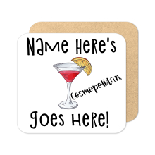 Personalised Cocktail Coaster - Hand Drawn Cosmopolitan