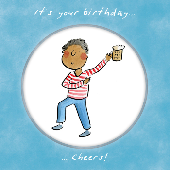 Holy Mackerel Bottoms up, a Rosie Brooks birthday card, 15cm square, printed in the UK on board from sustainable sources