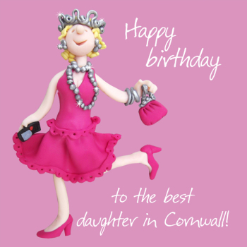 Best Daughter in Cornwall Birthday Greetings Card, Designed by Erica Sturla for Holy Mackerel. Card is 150mm Square and Blank Inside.