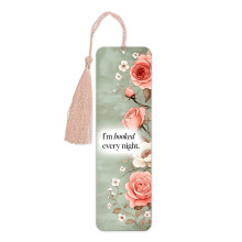 Aluminium Bookmark with Tassel - I'm Booked Every Night - Tall (Approx. 150mm x 45mm) - Double-Sided Print