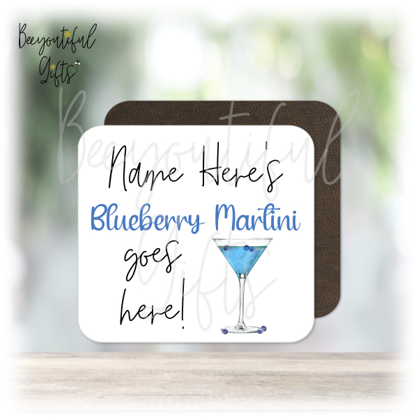 Personalised Drinks Coaster - Name's Blueberry Martini Goes Here!