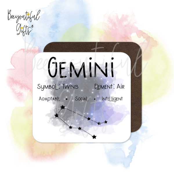 Birthday Coaster - Star Sign with Astrology Background - Aquarius