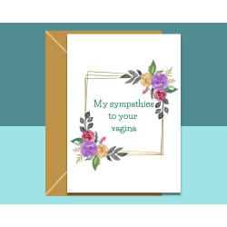 Funny Baby shower Card - Sympathies to your vagina - For mums to be - New mum card - New baby Card - Personalised if needed
