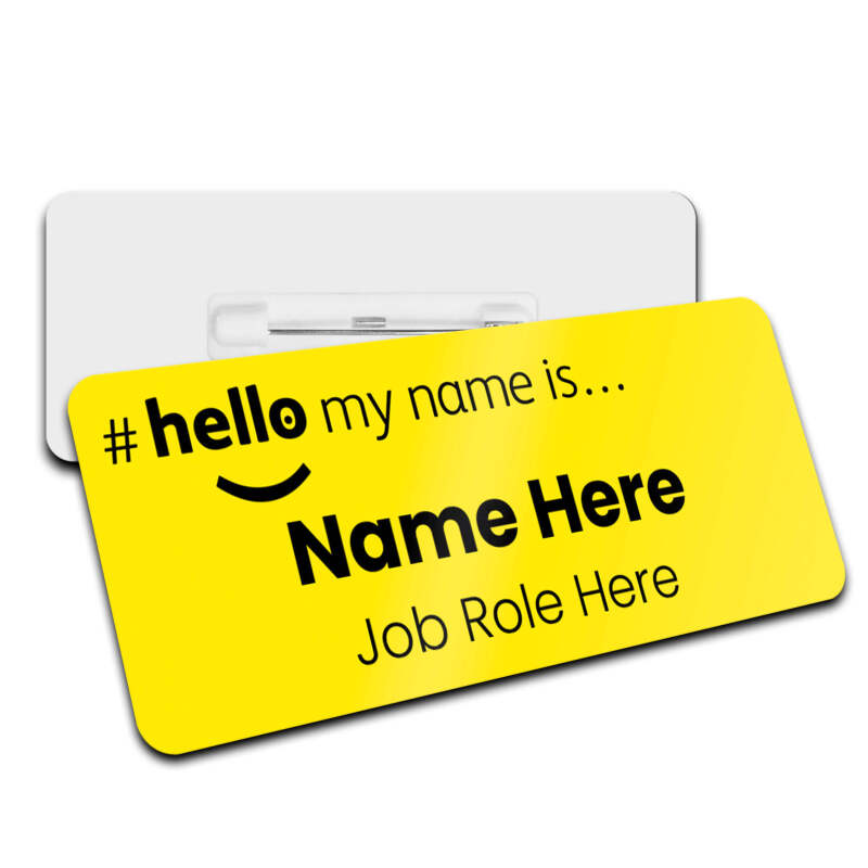 Hello My Name is Badge Yellow Personalised Premium Durable Name Badge  #hello mynameis Name Badge, Nurse Bages, Name Badges