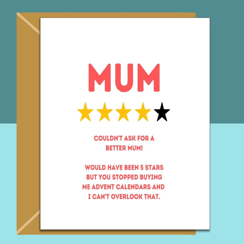 Funny Mother's Day Card - 4 Stars - Mothers day UK - For mum - Cute card - Personalised - Large - Matte - Personalised inside