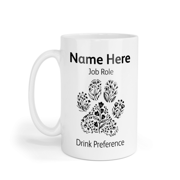 Personalised Ceramic Mug - Floral Paw Print