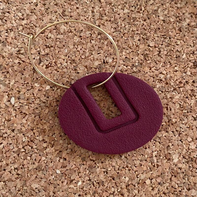 Handmade Burgundy Polymer Clay Earrings | Gold Hoop, Lightweight Jewelry - silver