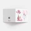 30th Birthday Card for Her Pink Champagne Balloons Flowers Personalised Milestone Greeting Thirty - Smooth No Message - Kraft Brown
