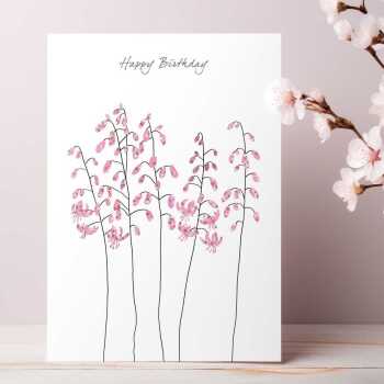 Lily birthday card -  designed by Eloise Hall for Holy Mackerel - 15.7 x 11cm and blank inside, made in the UK