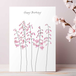 Lily birthday card -  designed by Eloise Hall for Holy Mackerel - 15.7 x 11cm and blank inside, made in the UK