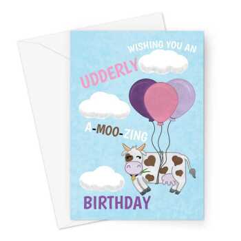 Happy Birthday Card - Funny Cow - A5 Greeting Card