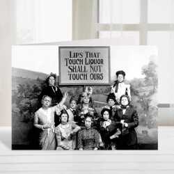 Lips that touch liquor shall not touch ours, vintage black and white themed card  - 12.6 x 17.7cm and blank inside - made in the UK