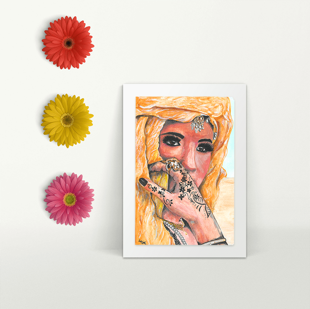 Amazigh Girl - Gold - A4 Print - Mounted
