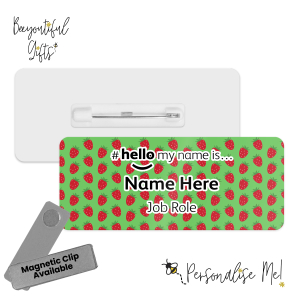 Name Badge - Strawberries Hello My Name is... - Green