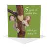 5th wedding anniversary card (wood anniversary card) - designed by Erica Sturla - 15cm square and blank inside, made in the UK