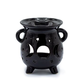 Black Cauldron Oil Burner - Moon Phase