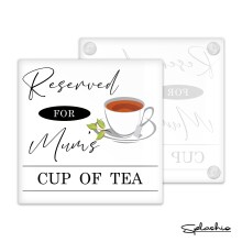 Personalised Cup of Tea Glass Coaster - Reserved for Name's Cup of Tea