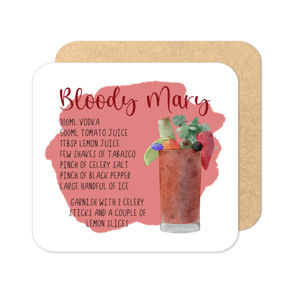 Cocktail Recipe Coaster - Bloody Mary