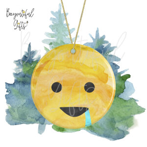 Watercolour Emoji Ceramic Christmas Tree Decoration - Drool