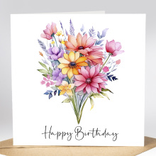 Floral Birthday Cards - Bright Colourful Floral Card - Standard Smooth Card
