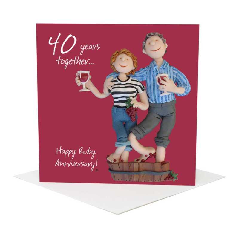 40th anniversary card (ruby anniversary) - designed by Erica Sturla - 15cm square and blank inside, made in the UK