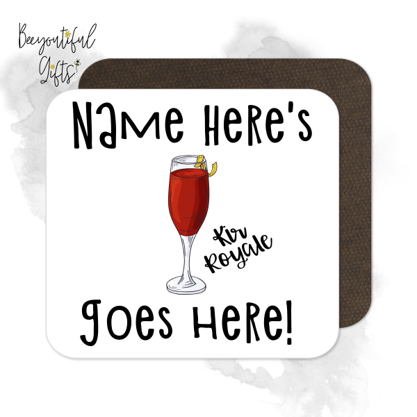 Personalised Cocktail Coaster - Hand Drawn Kir Royale